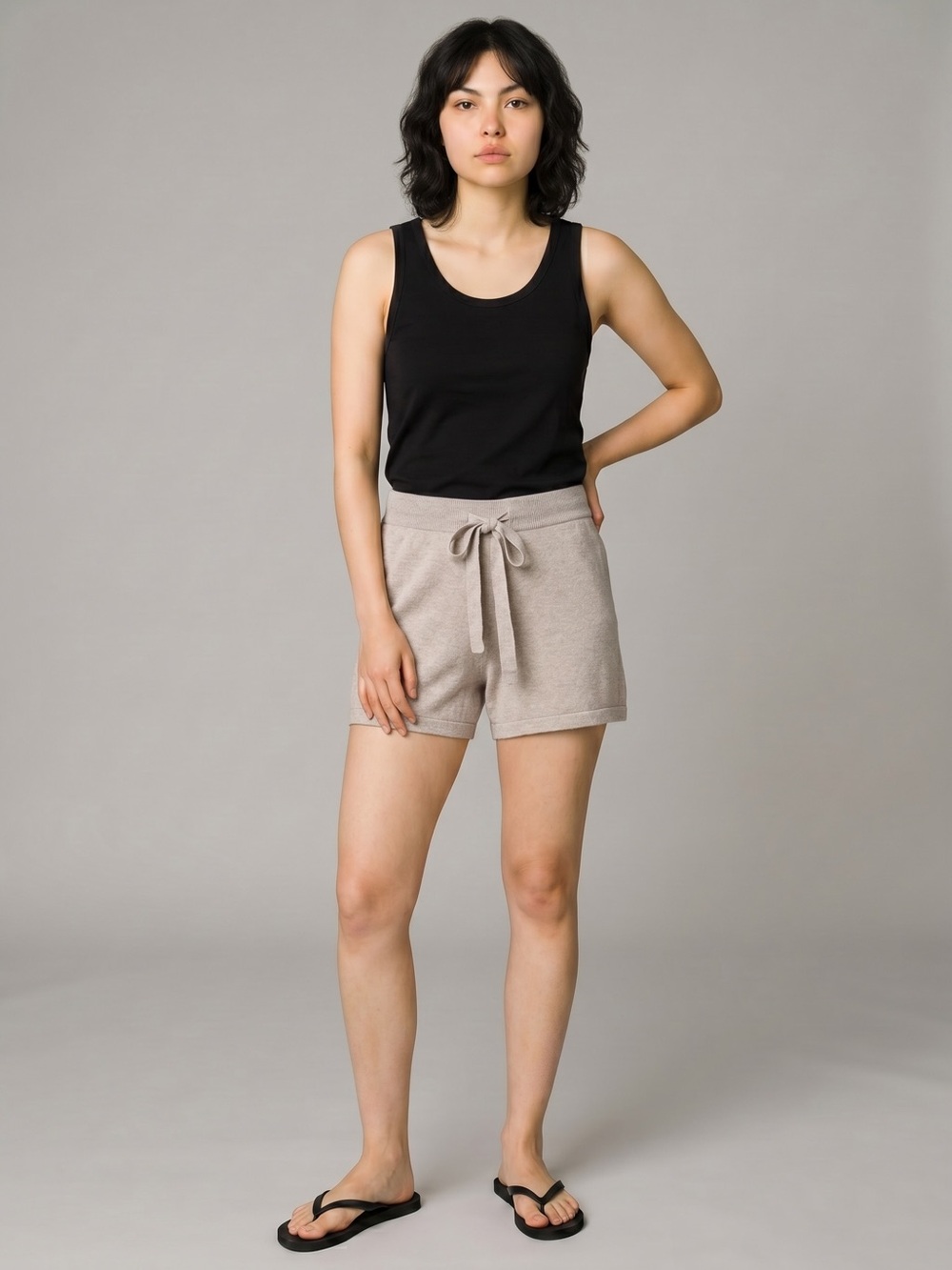 Eurkea Kasmir Cashmere Blend Lounge Shorts Gray Knit Drawstring Soft Cozy S/M